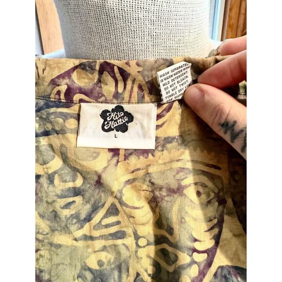 Vintage Men’s Hilo Hattie Face Tapestry Printed Hawaiian Shirt Button Down - Picture 10 of 10
